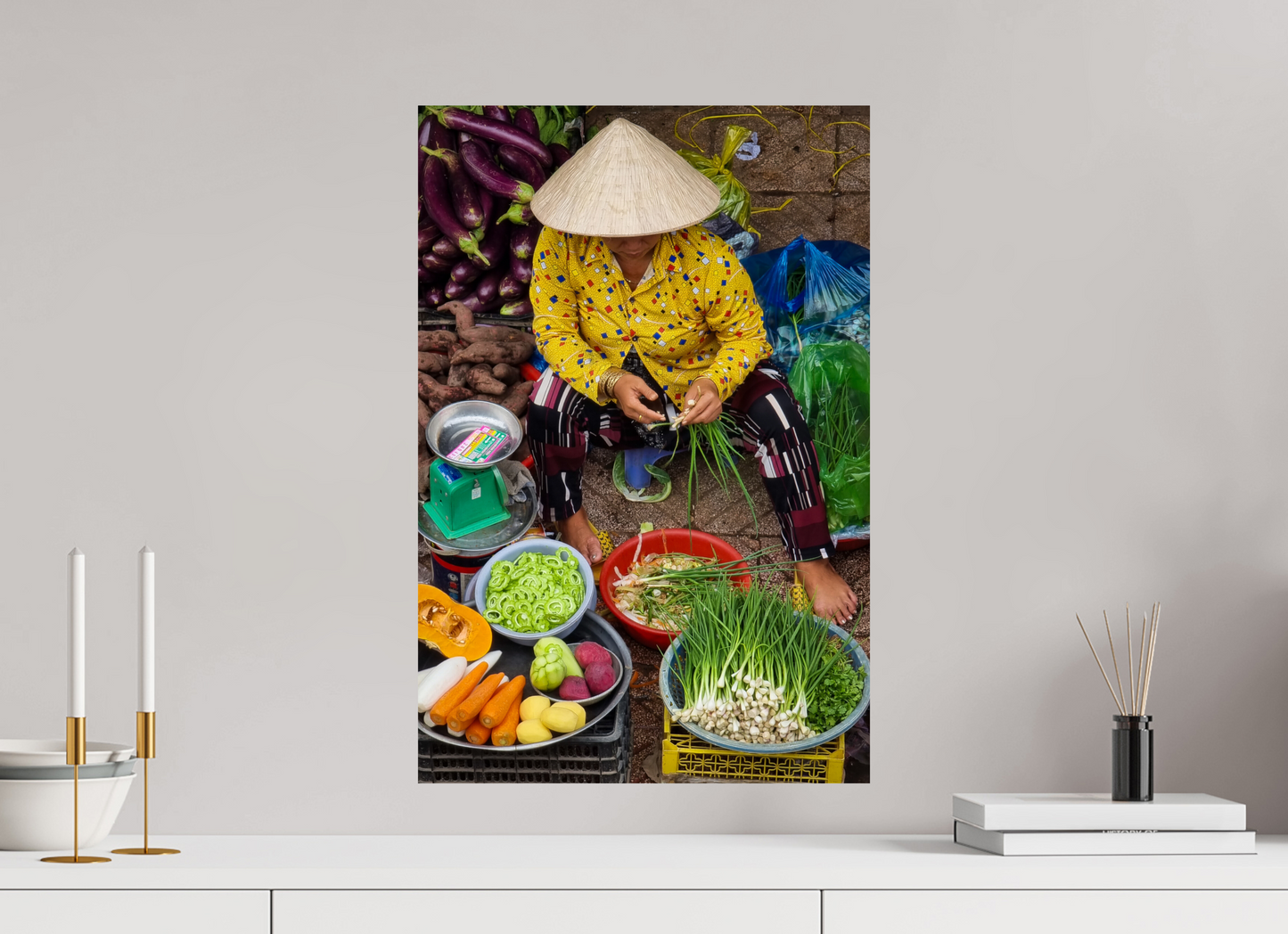 40 x 60 cm, Photo Print On Fuji Crystal DP II Scène de marché au petit matin – Saïgon, Vietnam