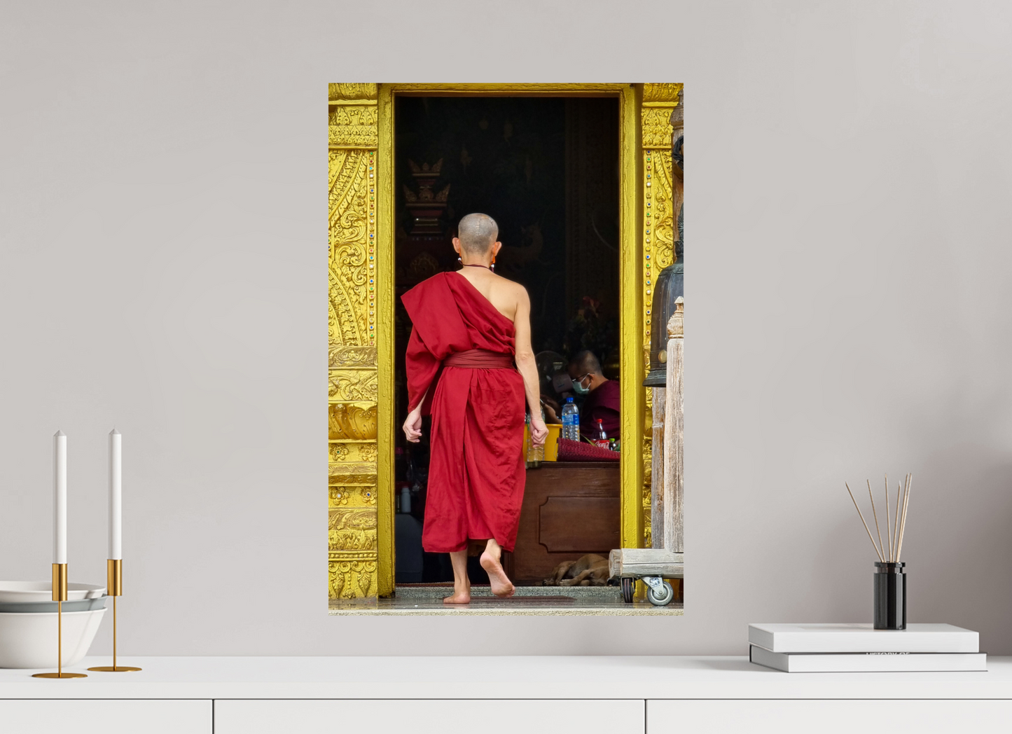 40 x 60 cm, Photo Print On Fuji Crystal DP II Le moine du temple doré - Nan, Thaïlande