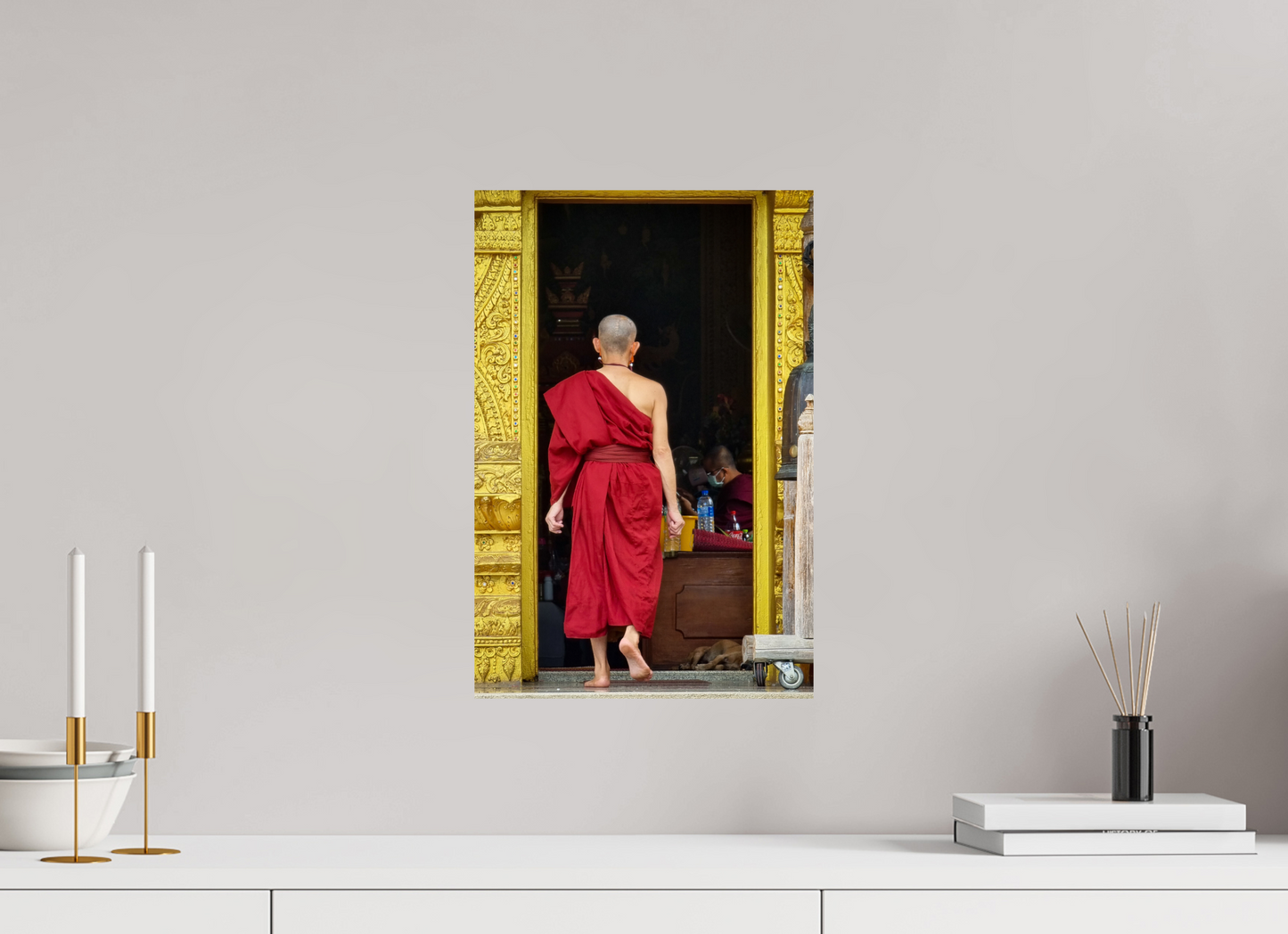 30 x 45 cm, Photo Print On Fuji Crystal DP II Le moine du temple doré - Nan, Thaïlande