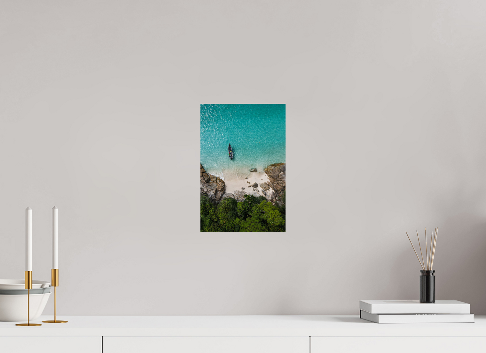 20 x 30 cm, Photo Print On Fuji Crystal DP II Bateau solitaire sur les eaux turquoise des îles Perhentian en Malaisie