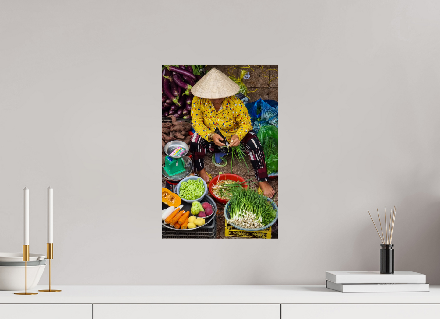 30 x 45 cm, Photo Print On Fuji Crystal DP II Scène de marché au petit matin – Saïgon, Vietnam